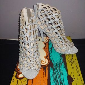 ZIGI SOHO SILVER DURAN CAGE BOOTIE STILETTO HEEL